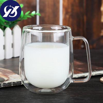Trendshome Decor 300 ml doppelwandiger, hitzebeständiger Glasbecher, Milch, Saft, Isolierung, Trinkbecher