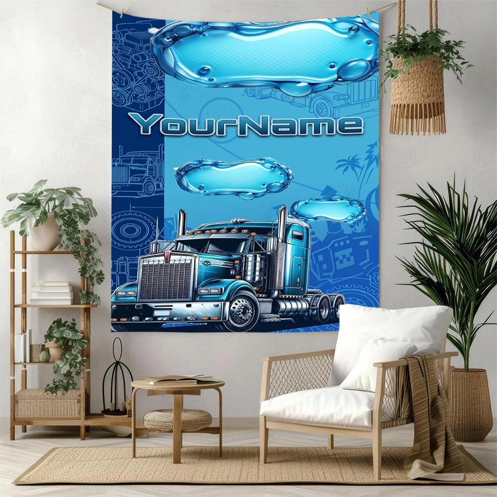 Peterbilt Heavy Trucks Custom Your Name Wall Decor Tapestry Art For Pet Memorial Birthdaywedding Party Backdrop Family Gift