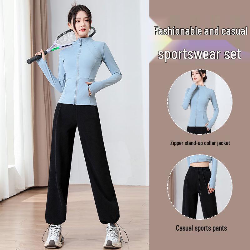 

Women s 2024 Summer Outdoor Yoga & Running Suit with Loose Casual Pants L