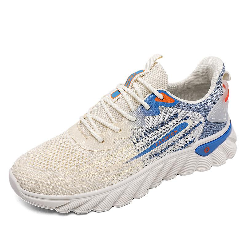 Four Seasons Men's Large Size Sneakers Rubber Wear-resistant and Non-slip Full Palm Fly-woven Lightweight Running Shoes Trendy Men's Casual Shoes