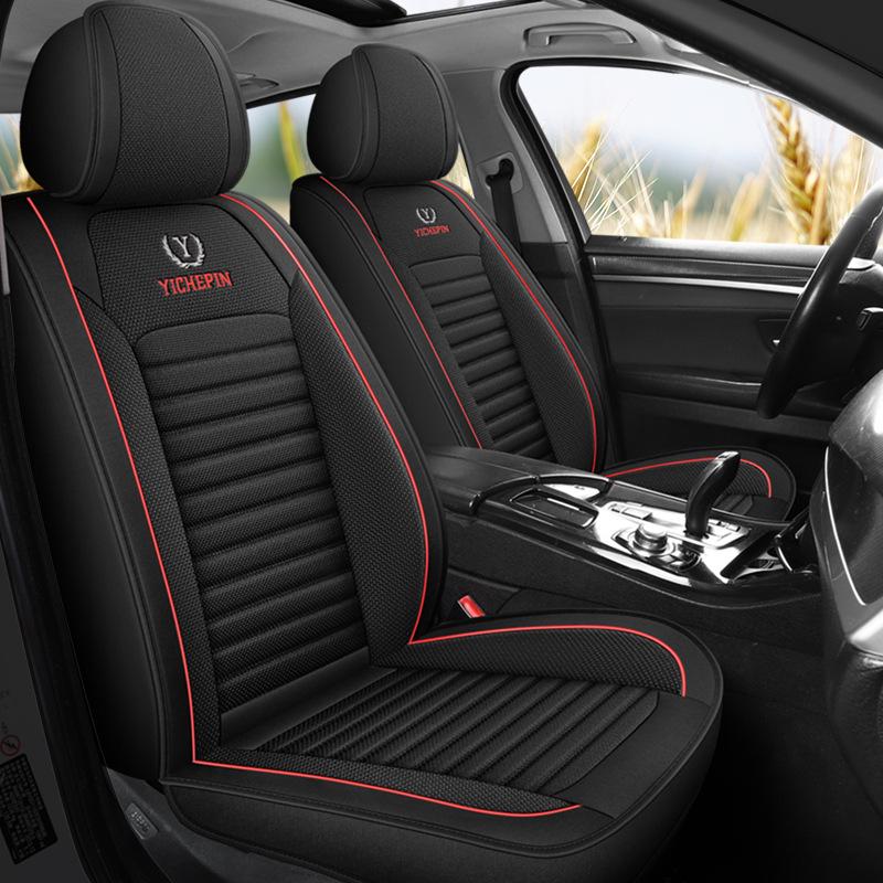 Universal All-Season Cartoon Linen Car Seat Cover - Full Wrap, Winter Special