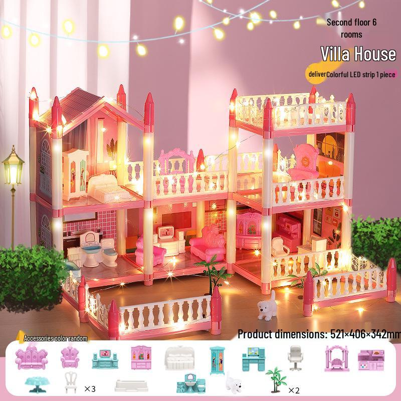 Princess Castle Dollhouse Playset: Puzzle Villa for Girls
