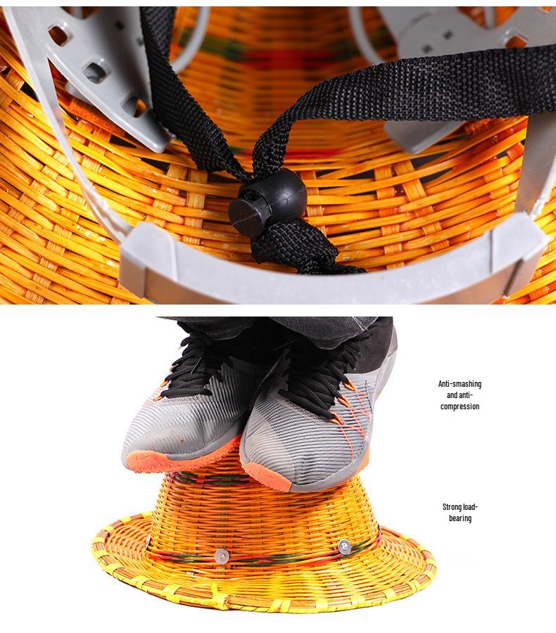 Bamboo Weave Safety Helmet - Large Brim, Breathable Summer Hat for Construction, Factory, Mine, Dock, Railway, and High-Altitude Work