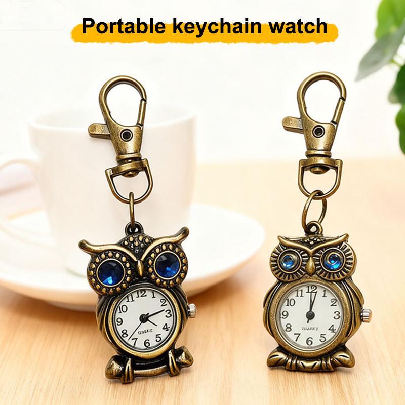 Tiny Cute Owl Shaped Pendant Pocket Watch For Kid Men Women Retro Quartz Pocket Clock Gifts Arabic Numerals Dial