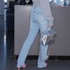 Women's High Waist Washed Women's Jeans Fashionable Versatile Straight Leg Pants