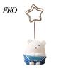 Waterproof Note Holder Desktop Memo Clip Stand, Cartoon Animal Message Holder, Cute Resin Base Photo Healing Atmosphere Decor Display Clip,