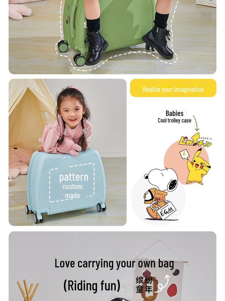 18-inch Lightweight Children's Ride-On Suitcase, Mini Cabin Trolley for Girls and Boys