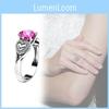 Fashionable Heart Shaped Pink Zircon Crystal Ring With Silver Plated Adjustable Band For Women