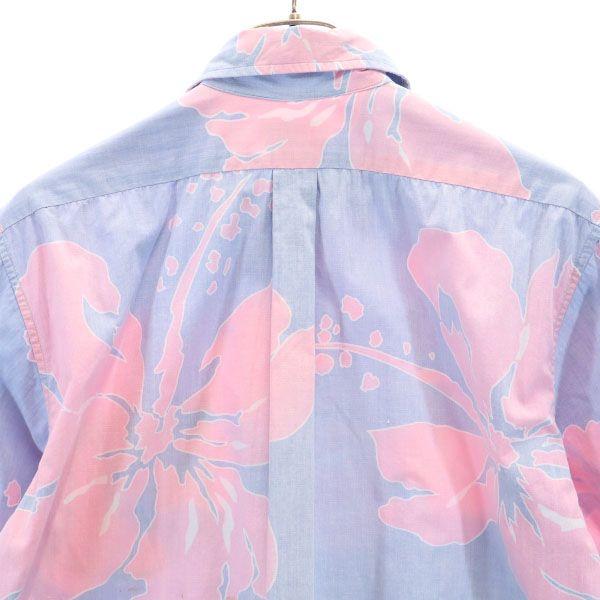 Reyn Spooner 70s Gold Tag Reverse Print Hibiscus Pattern Short Sleeve Aloha Shirt Men's Used
