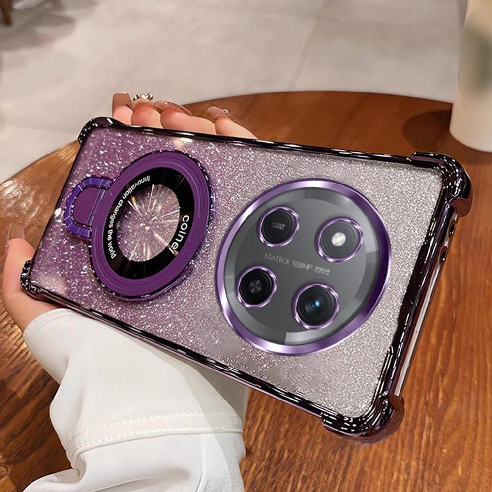 

Блестящий противоударный чехол для телефона Honor Magic 7 Lite X9C X9A X9B X6A X6B X8B X8C X7A с магнитной подставкой-держателем, бампер, мягкая крышка For Honor X9C фиолетовый