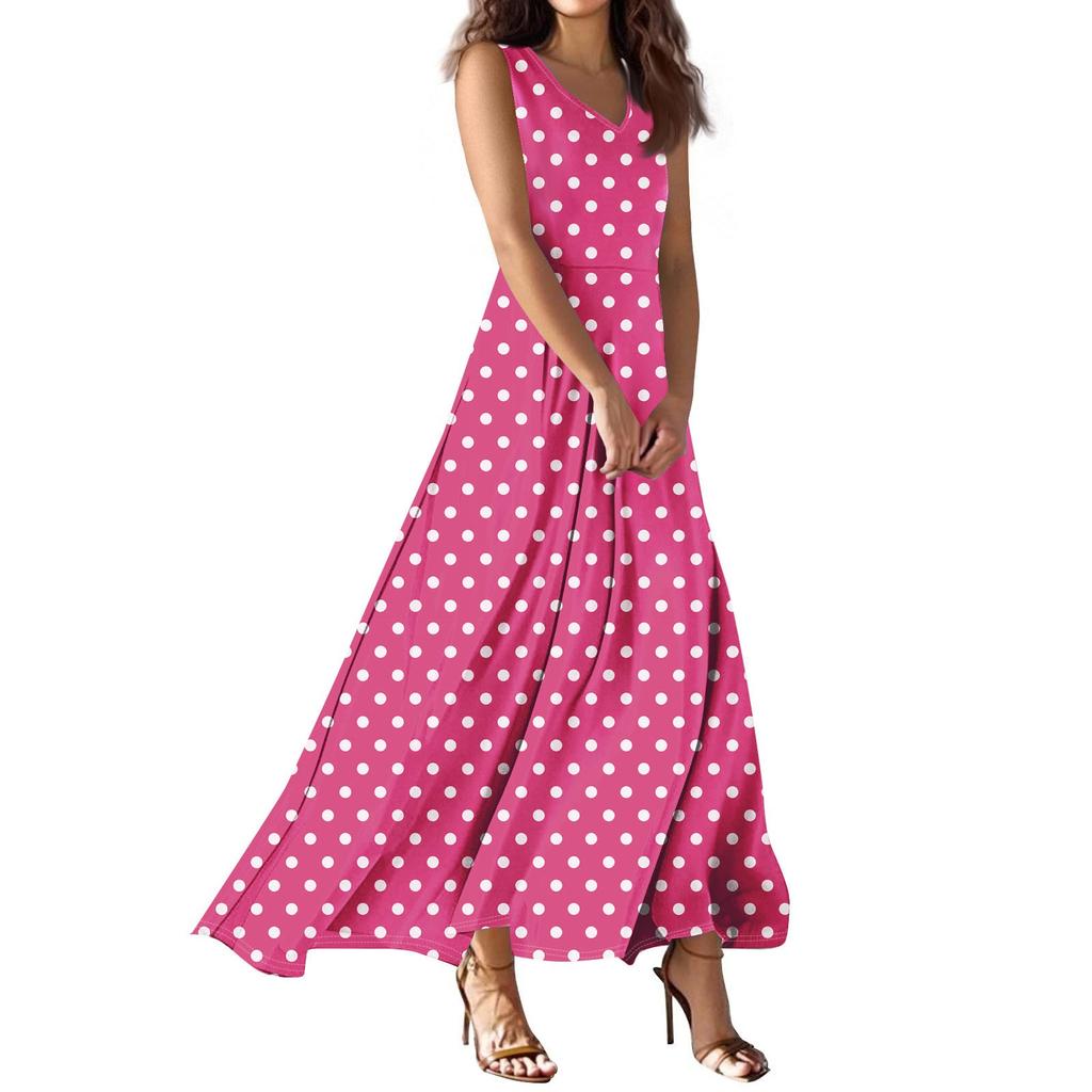 Women's Summer Casual Fashion  Dress V Neck Sleeveless Dress