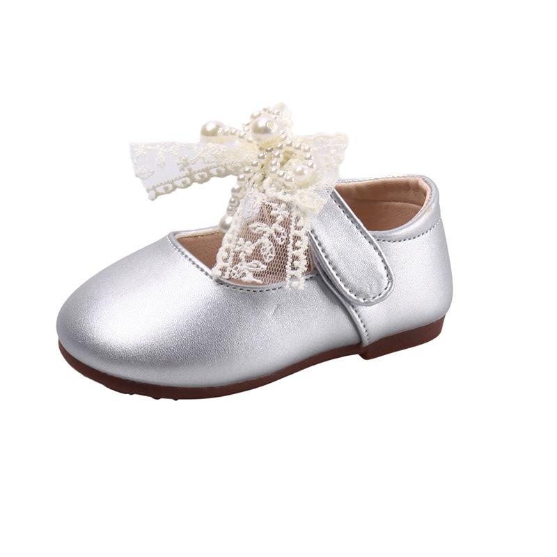 Autumn New Korean Children's Bow Lace Girls Soft Sole Casual Leather Shoes