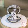 925 Silver Geometric Zircon Ring Ladies Party Jewelry Irregular Ring "Z" Unisex Wedding Cookic Jewelry Gift
