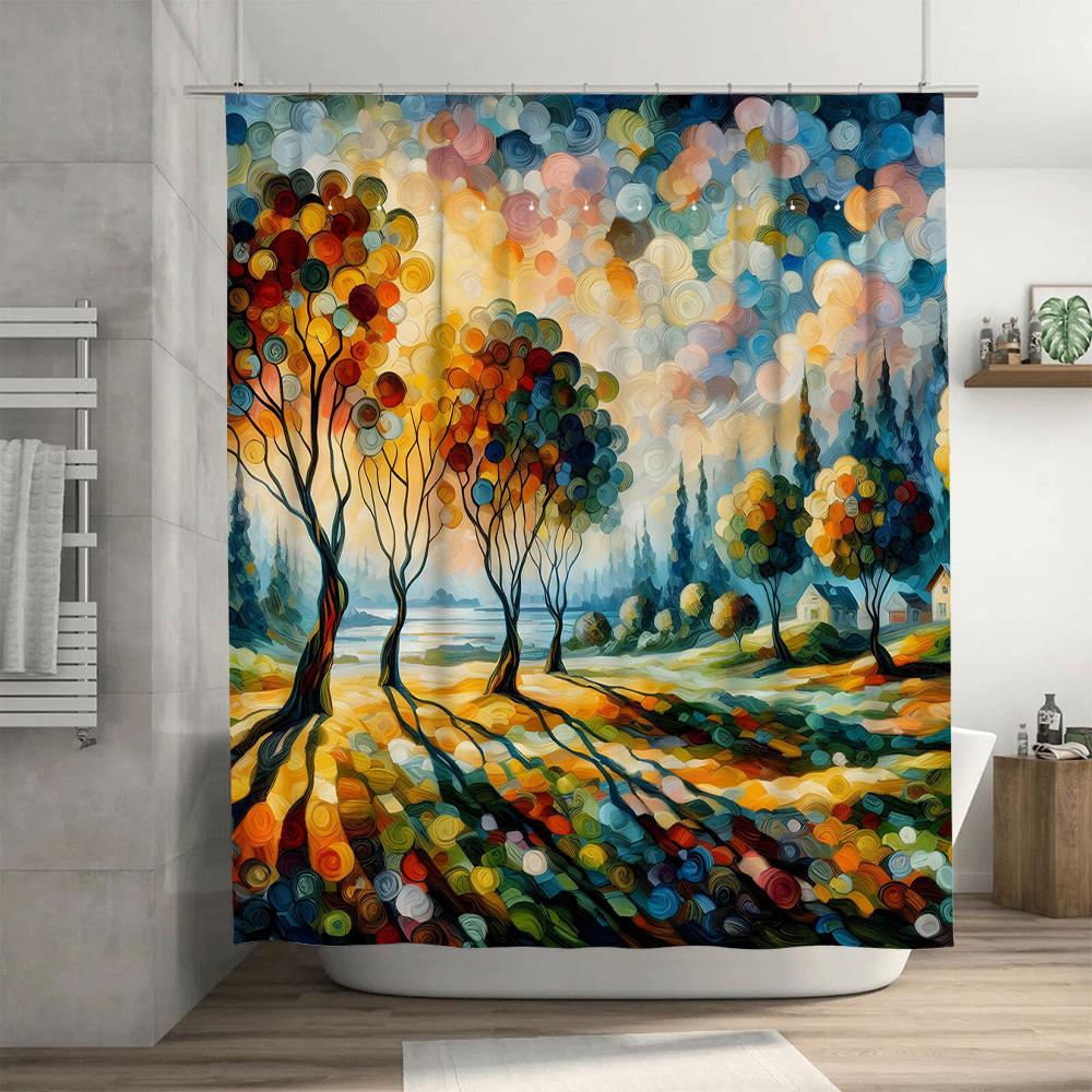 Fantasy Moonlit Landscape Shower Curtain Handcrafted Artwork For Bathroom Decor