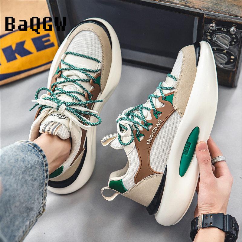 Fashion Men Thick Sole Running Shoes Casual Mesh Breathable Height Increased Platform Sports Workout Shoes Male Chunky Sneakers