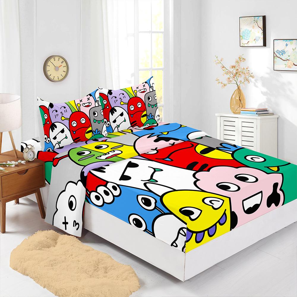 Mattress Four-Piece Set Hip-Hop Graffiti Style Digital Printing Mattress Protective Cover Four-Piece Set Batch