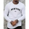 Spring and Autumn Round Neck Letter " New York USA" Graphic 3D Printed Top Fashionable Casual Long Sleeved Men's T-shirts