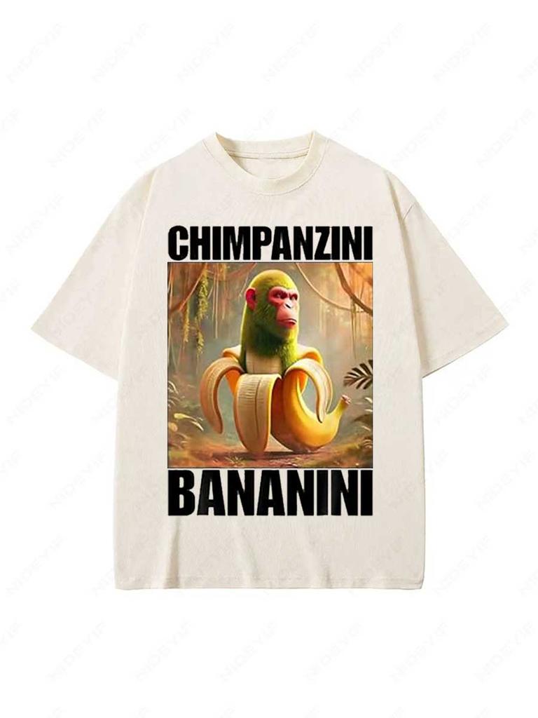Chimpanzini Bananini Italian Brainrot Meme Tshirt Humor Funny Y2k Graphic Outfit Novelty Gift Bombardiro Crocodilo Tee P205