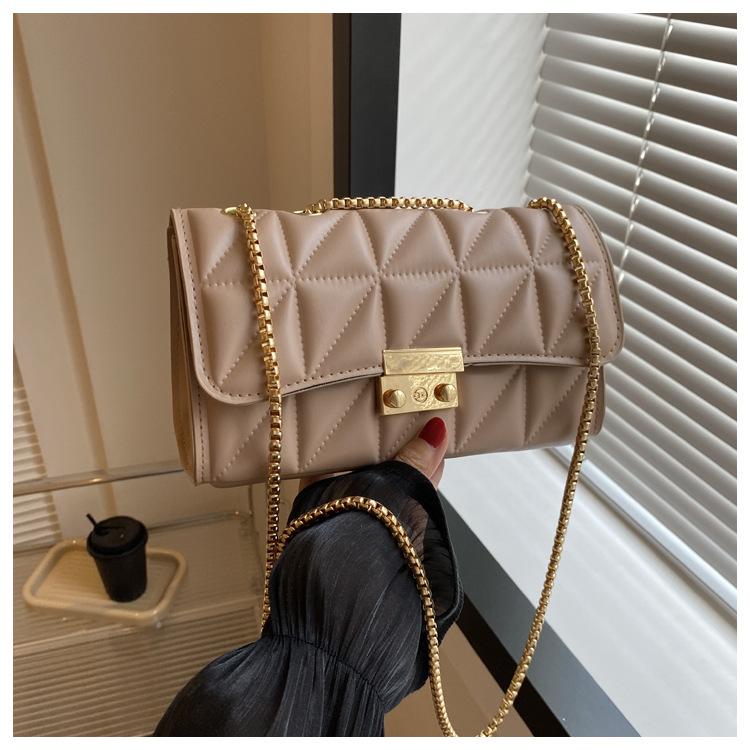 Herbst einfarbig Stickgarn 2025 neuer Modedesign-Trend Texturverschluss tragbare Schulter Umhänge Damenhandtasche