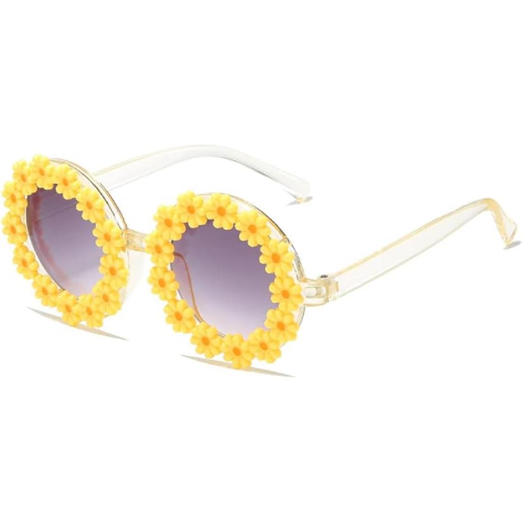 Round Flower Sunglasses for Girls Flower Shaped Cute Glasses UV 400 Protection Outdoor Beach Girl Boy