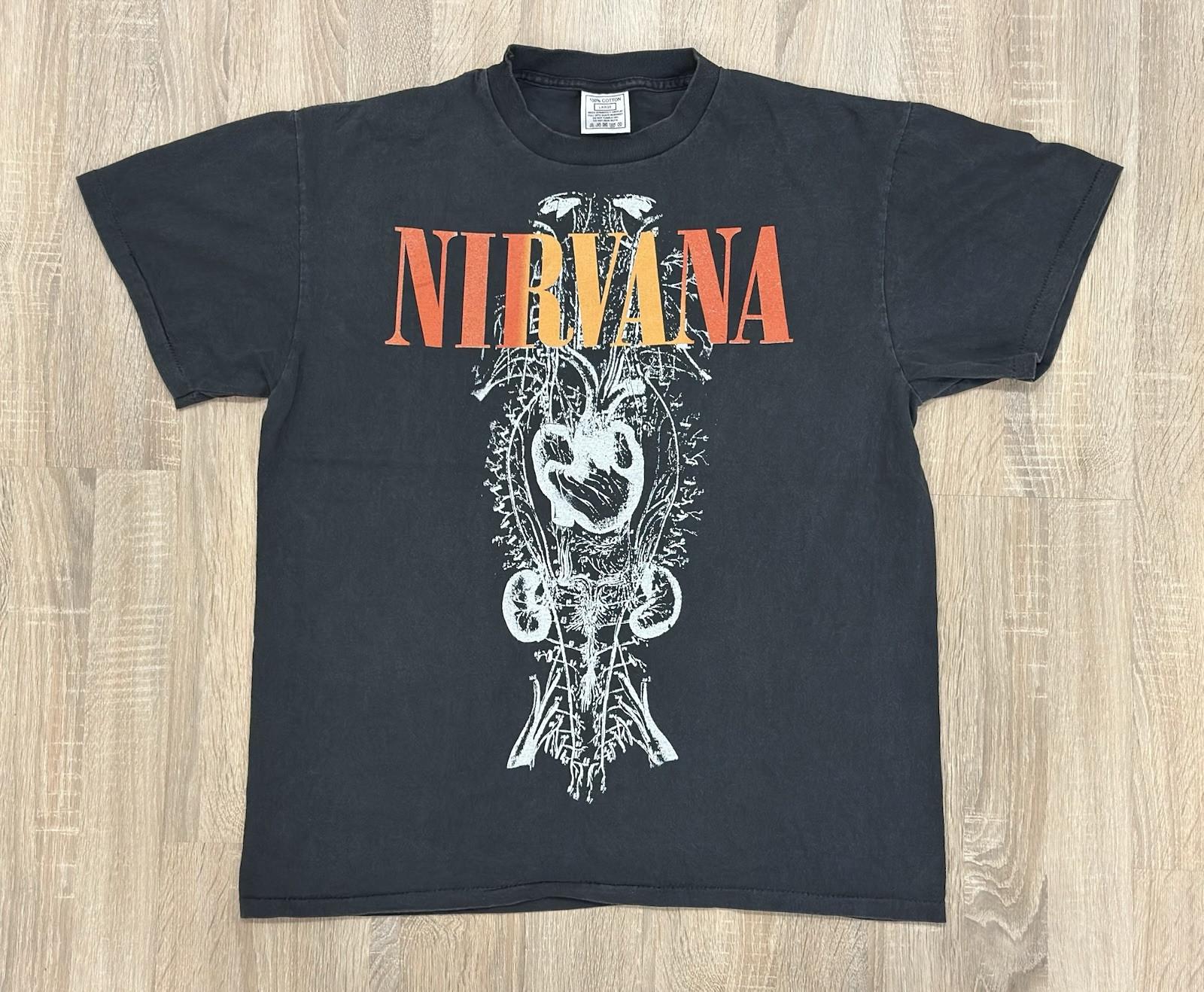 NIRVANA vintage 1992 VESTIBULE t shirt BRAIN SPINE Unisex T-Shirt XXL