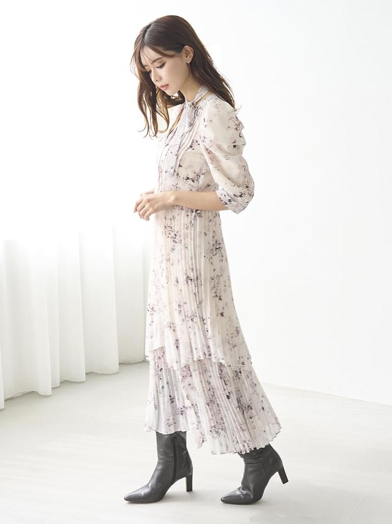 Sustina Pleated Print Dress SWFO255038IVR0