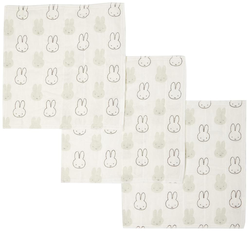 Okato Kaya Woven Miffy Face Pack of 3 Dishcloths, 30x30cm, Only,