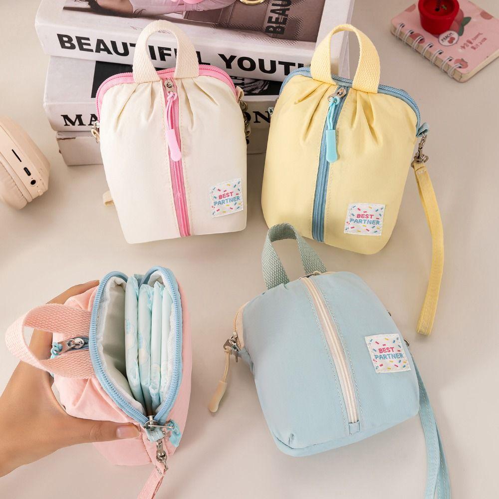 Fashion Multi-functinal Sanitary Napkin Storage Bag Macaron Color Lightweight Organizer Bag Mini Makeup Bag Travel Essential