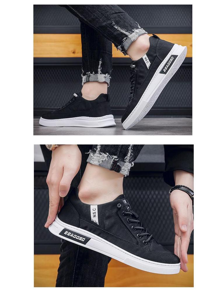 Men's Summer Breathable Canvas Sneakers, Korean Style Thick Sole Sports Shoes