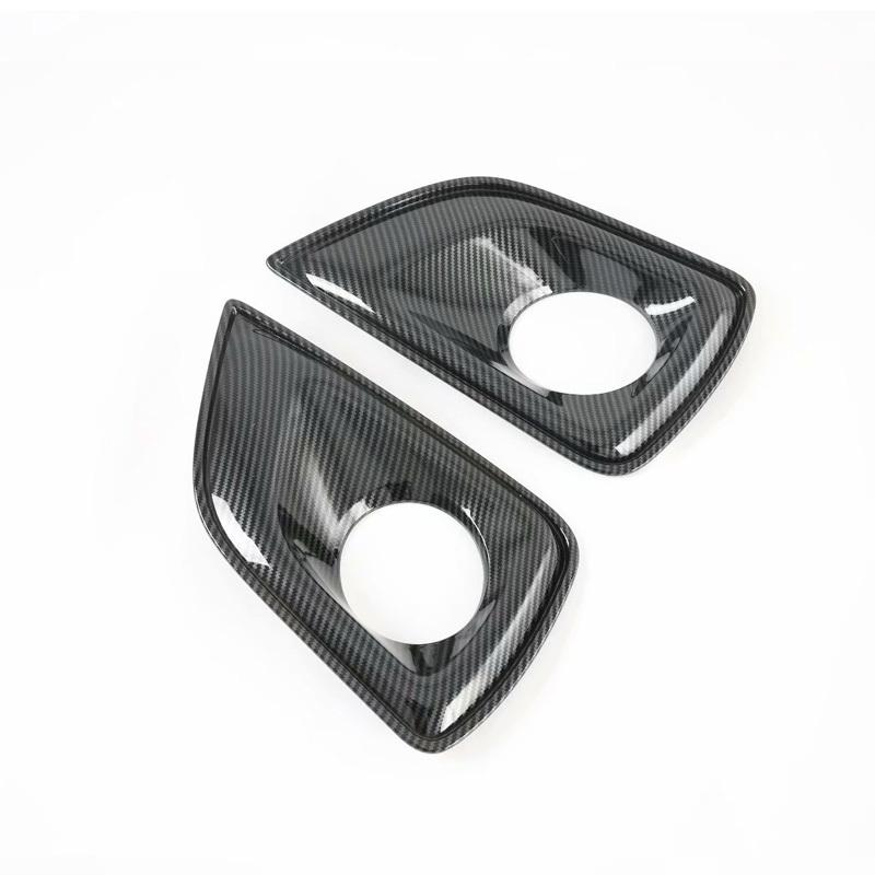 for Nissan Navara NP300 2016- chrome Carbon Fibre Car Front Fog Light Lamp Decorative Frame Cover Trim Sticker Accessories