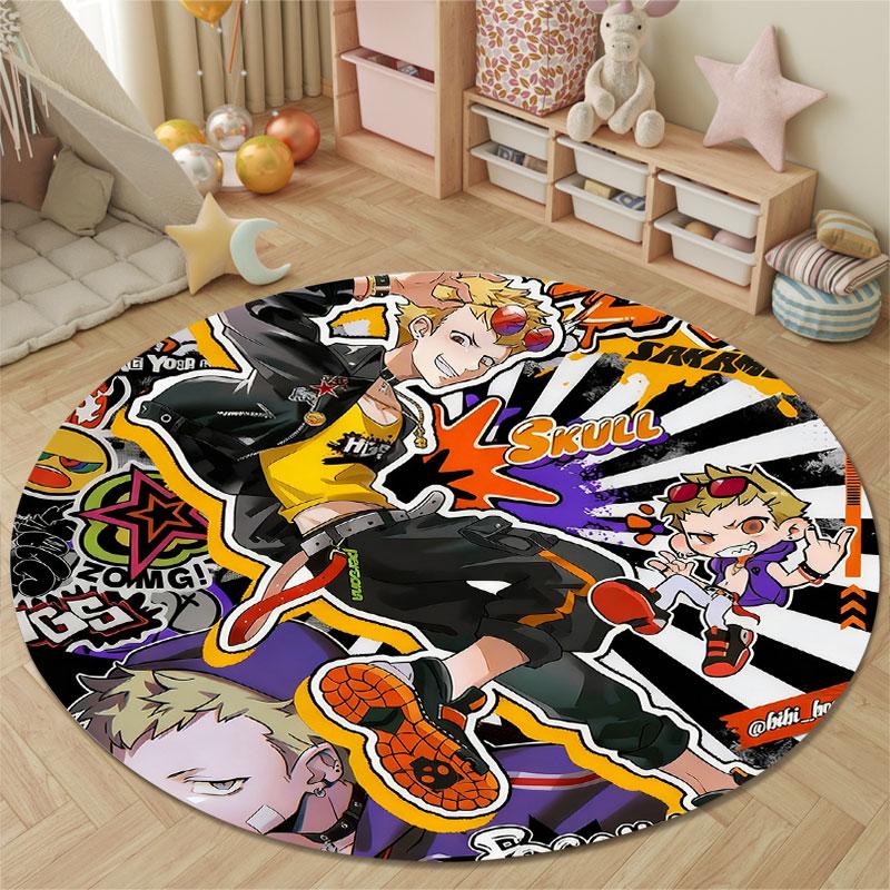 Luxury Round Gothic Multicolor Accent Rug, Non-Slip Floor Mat for Kitchen