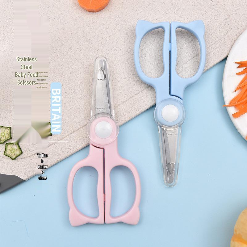 Portable Stainless Steel Baby Food Scissors - Cut Meat & Vegetables for Infants & Children