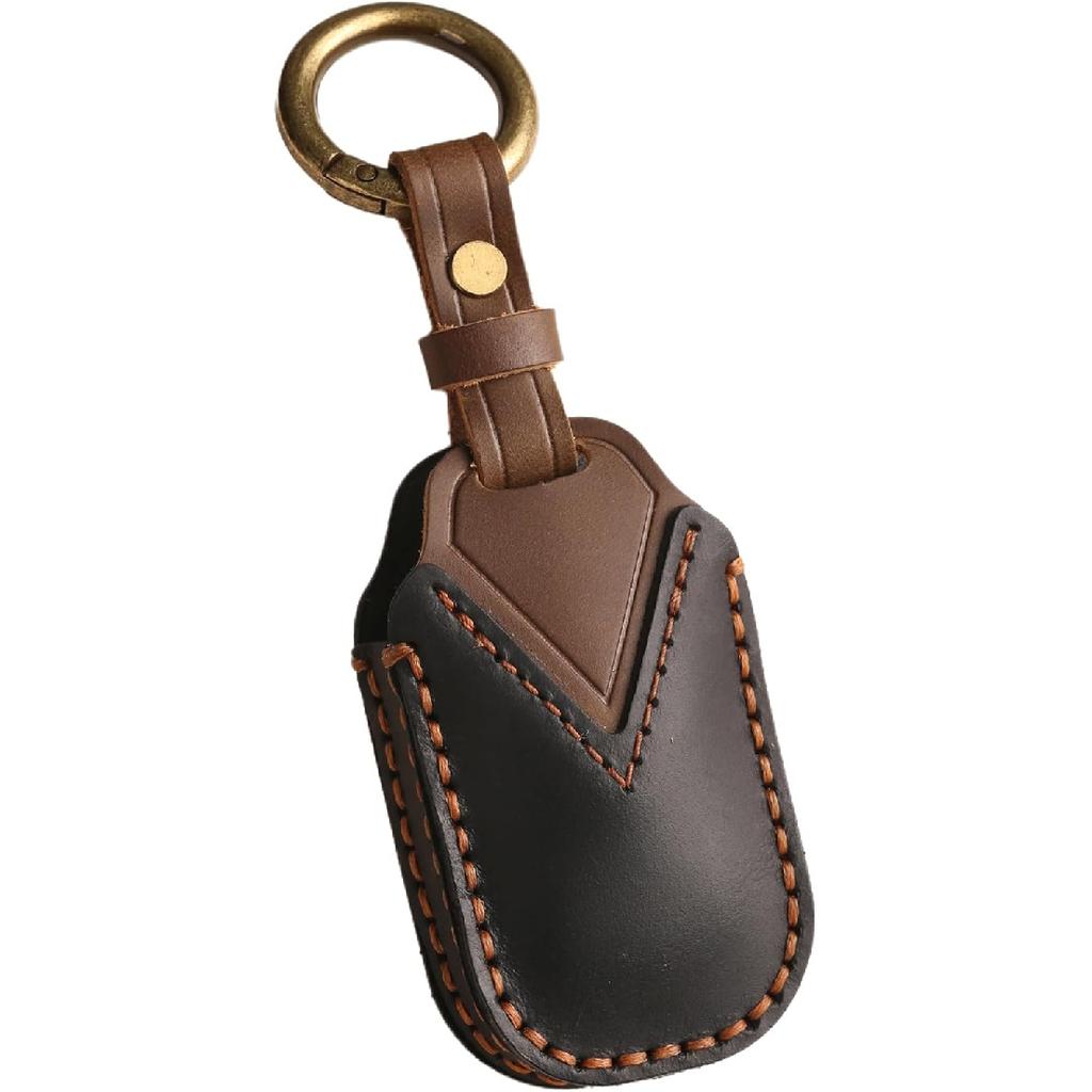 Vintage Leather 5-Button Key Fob Cover Case for Honda Civic Accord CRV HRV Pilot  2024 2025 2026, Handmade Crazy Horse Leather, Black