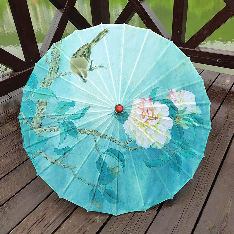 Vintage Chinese Style Silk Umbrella Handmade Imitation Ancient Umbrella for Hanfu Dance & Ceiling Decor