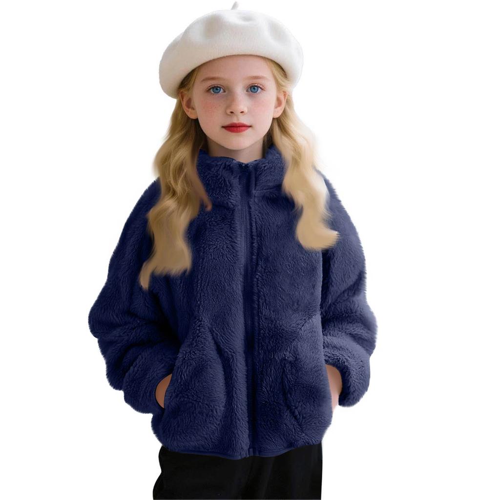 Girls' Fashion Casual Solid-Color Fall/Winter Fleece Jacket For Boys And Girls