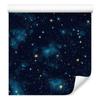 Watercolor Galaxy Wallpaper Navy Blue, Turquoise and Brown 50x1000