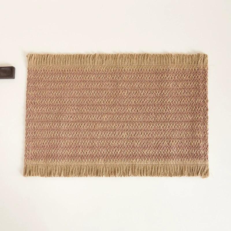 4 PCS Boho Tassel Paper Woven Braided Placemats 12x18inch Aesthetic Natural Rustic Place Mats for Dinner Party Beach Table Decor