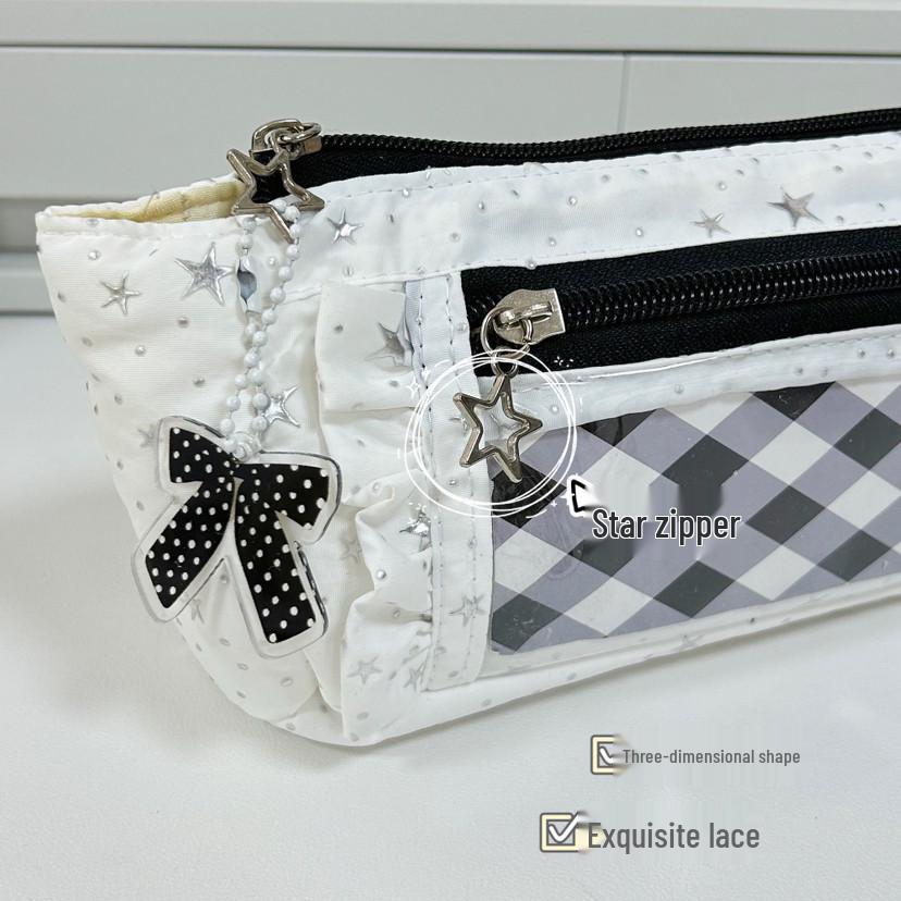 Mint Lace Pencil Case & Cosmetic Bag - Large Capacity, High Style, Ideal for Students