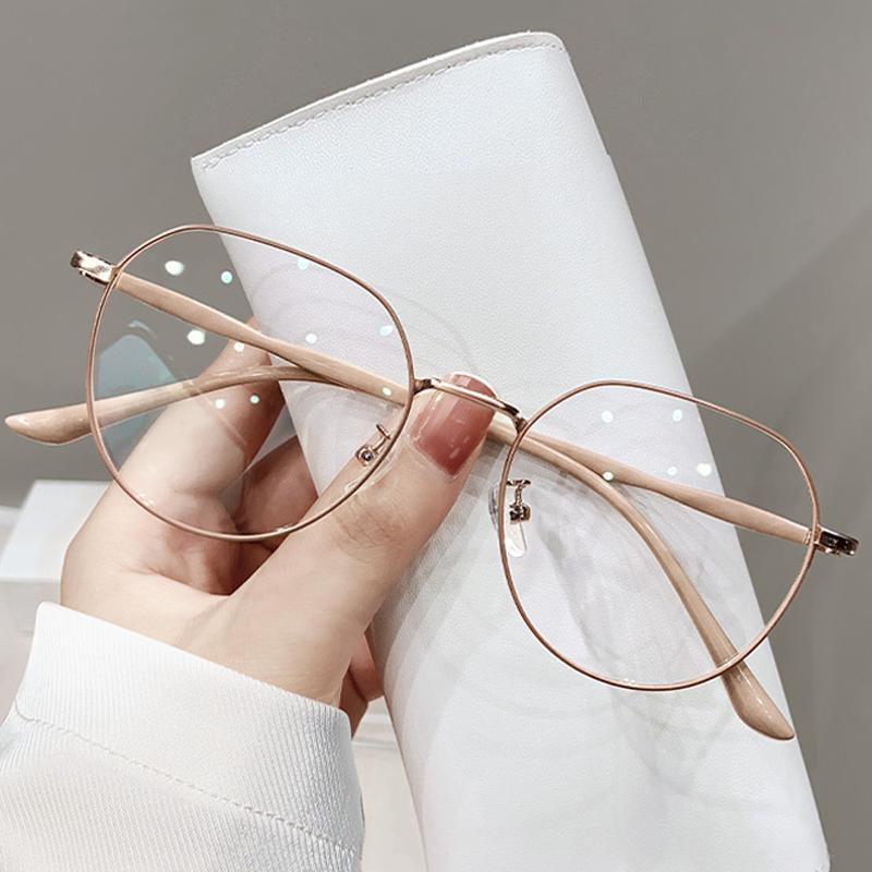 2Pcs Anti Blue Light Metal Polygons Myopia Glasses Women Men Computer Myopic Optical Eyeglasses Unisex Goggle