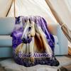 1PC Custom Name Lavender Dreams Horse Outdooor Flannel Blankets Patterns Throw Blanket All-Season Soft Gift for Couch, Bed, Camping Gifts