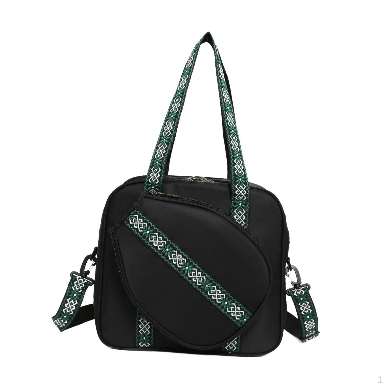 

Pickleball Bag Tennis Racket Shoulder with Strap Large Sports Handbag Tote for 2 чорний