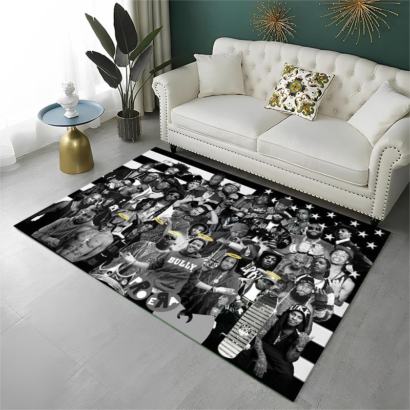Rapper Eminem Tupac 2pac Hip Hop Rap God Carpet Rug for Playroom Bedroom Living Room Sofa Home Decor,kid Area Rug Non-slip