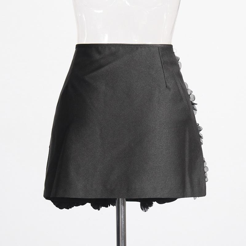 Spring 2025 A-Line Skirt: 3D Floral Detail, Sexy Slim Fit, Chic & Stylish
