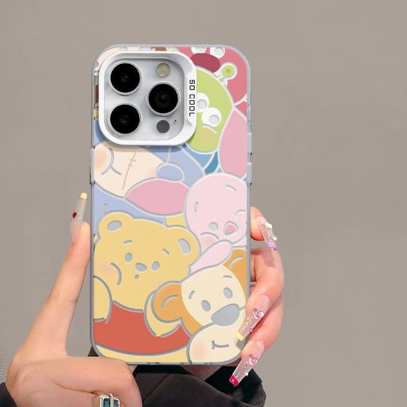 Color Silver Cartoon Winnie the Pooh Apple 11promax Mobile Phone Case iPhone11 Large Hole 11IMD11PC11 Tide Xxr