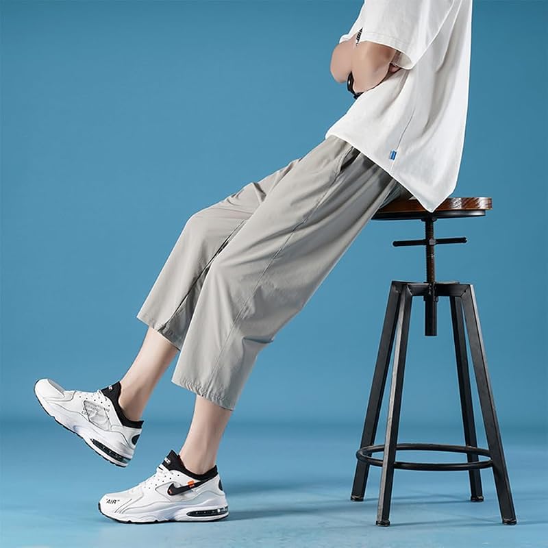 [YEOREO] Men's Jersey Pants, Summer Clothes, 3/4 Length Jogger Pants, Men's Sports Pants, Sweatpants, Loungewear, Training Bottoms, Casual,