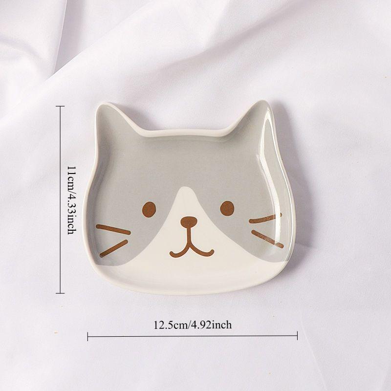 

1PC/3PC Ceramic Three-dimensional Cat Snack Dish Home Living Room Breakfast Omelet Dish Cartoon Fruit Plate