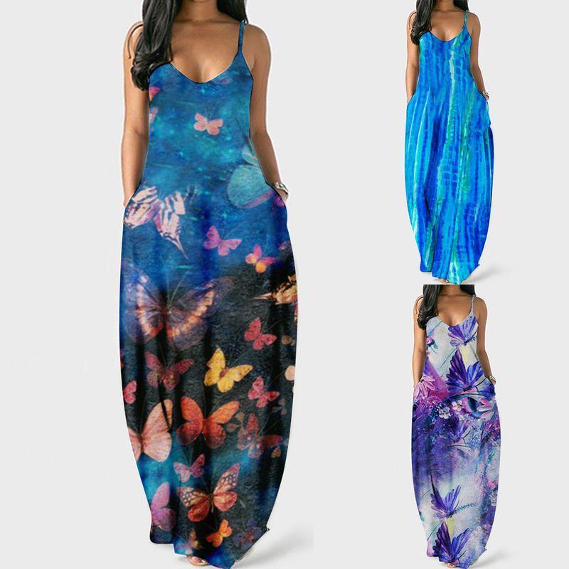 

Женское платье Amazon без рукавов на бретелях-спагетти с цветочным принтом Purple 2XL