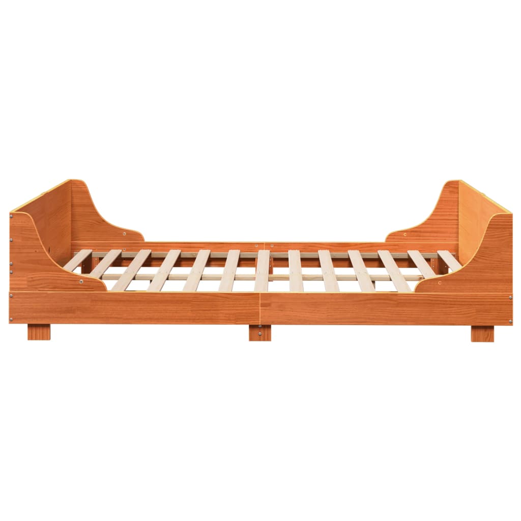 Vidaxl Bed Frame Without Mattress, Waxed Brown, 160X200 Cm, Solid Pine