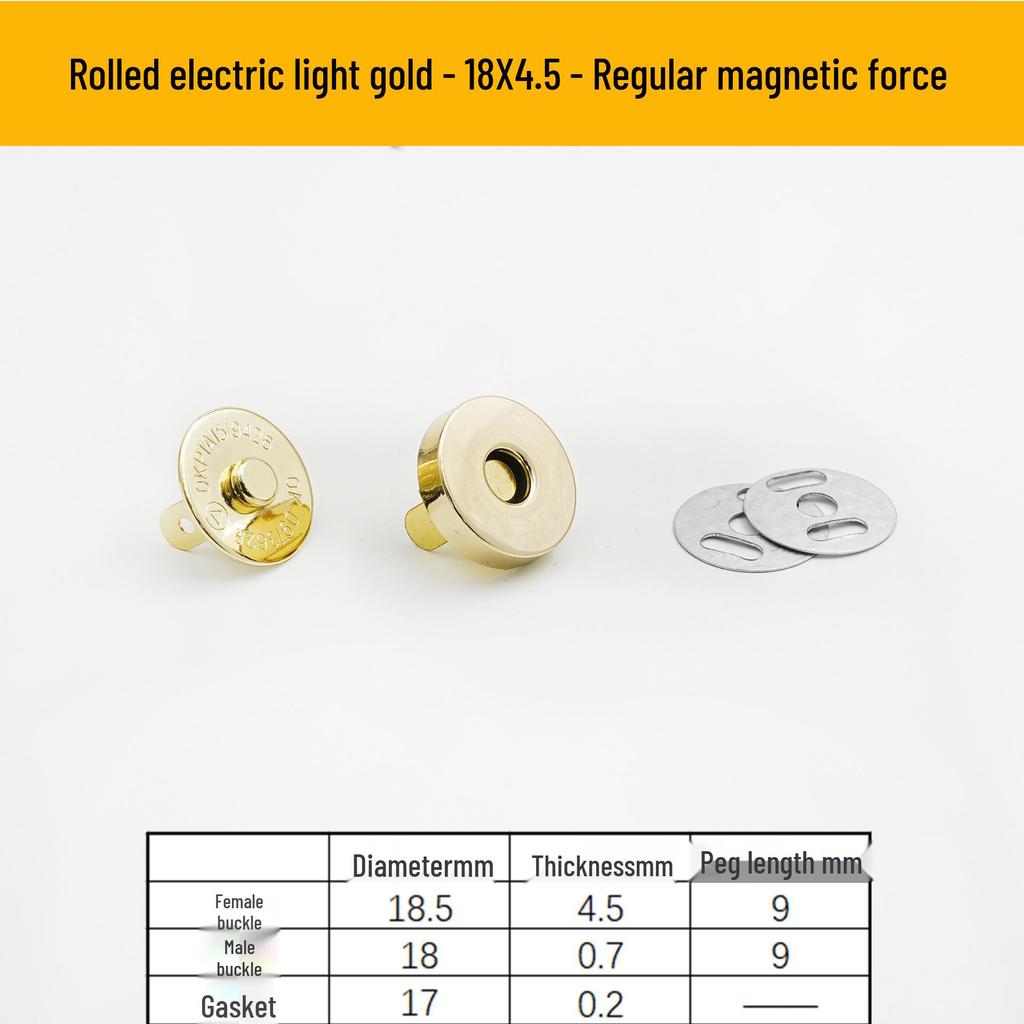 Triple Strength No-Sew Round Electroplated Magnetic Bag Buckle with Thickened Metal Pin