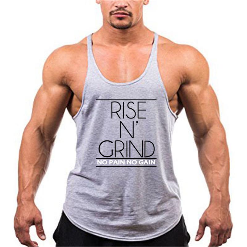 Muscleguys Muscleguys Brand Cotton Ermeløs skjorte med hettegenser Sportsklær gym Klær Fitness Menn Bodybuilding stringer tank topper singlets